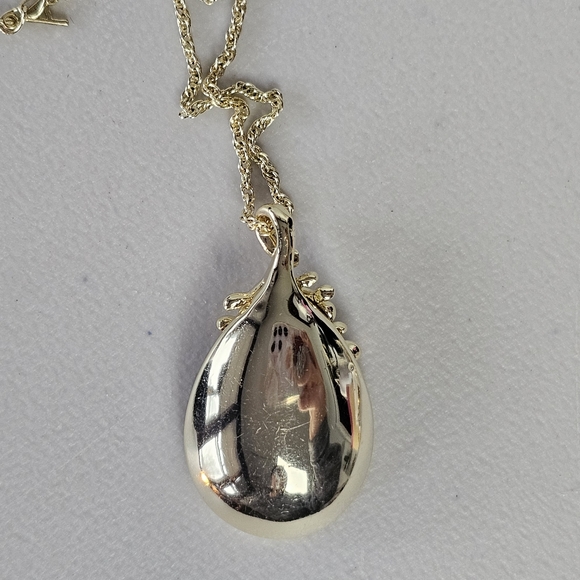 Alyantyer Happy Olive Leaf 18k Gold Plated Citrine Crystal Tear Drop Necklace - Picture 5 of 5